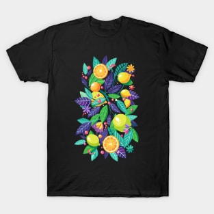 Vintage Lemon leaves floral pattern fresh Lemonade Summer Party gifts T-Shirt